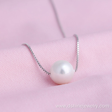 925 Silver Chain Women Natural Single Pearl Pendant Necklace